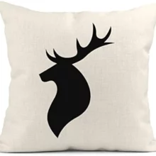 Housse de coussin scandinave cerf noir sur fond blanc Housse de coussin scandinave cerf noir sur fond blanc 4