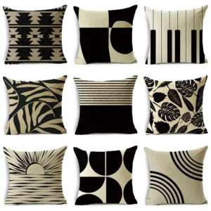 Housse de coussin scandinave soleil levant ombre et lumière Housse de coussin scandinave soleil levant ombre et lumière 1