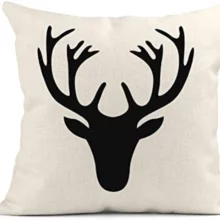 Housse de coussin scandinave cerf noir sur fond blanc Housse de coussin scandinave cerf noir sur fond blanc 2