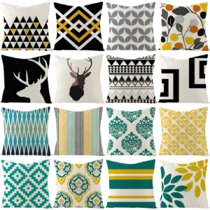 Housse de coussin scandinave géométrique cerf 3D Housse de coussin scandinave géométrique cerf 3D 1