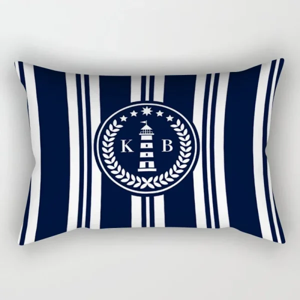 Housse de coussin marin phare d’océan et bateau blanc bleu Housse de coussin marin phare d’océan et bateau blanc bleu