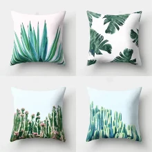 Housse de coussin nature plantes tropicales et cactus déco 2