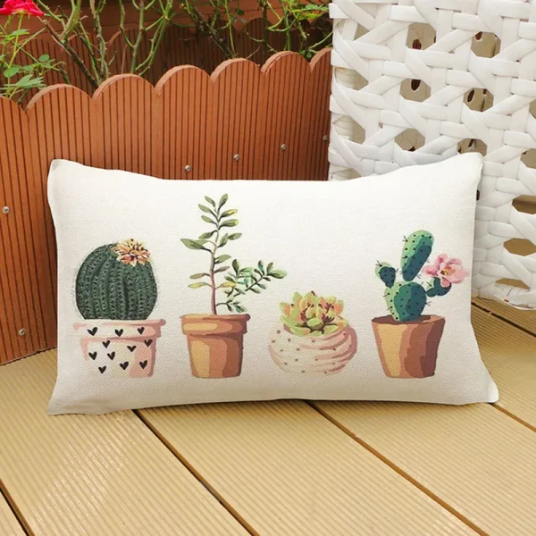 Housse de coussin nature imprimée cactus pour décoration intérieure moderne. 6