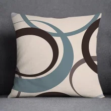 Housse de coussin scandinave géométrique beige et bleu Housse de coussin scandinave géométrique beige et bleu 2