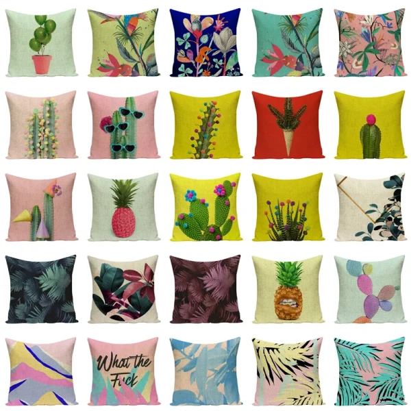 Housse de coussin nature creative cactus et plantes tropicales Housse de coussin nature creative cactus et plantes tropicales 1
