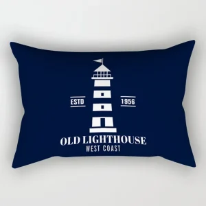 Housse de coussin marin phare d’océan et bateau blanc bleu Housse de coussin marin phare d’océan et bateau blanc bleu