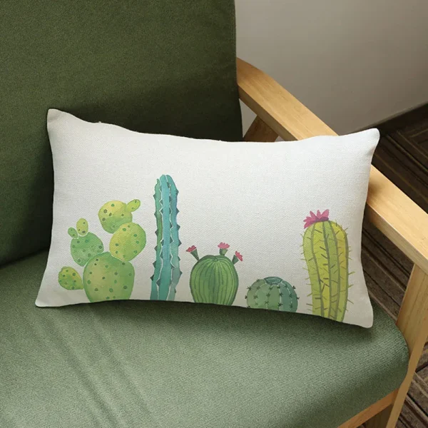 Housse de coussin nature imprimée cactus pour décoration intérieure moderne. Housse de coussin nature imprimée cactus pour décoration intérieure moderne. 3