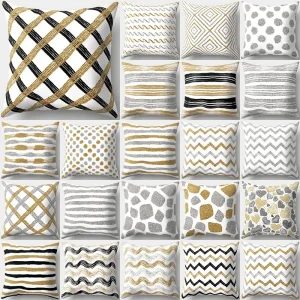 Housse de coussin scandinave géométrie dorées et grises Housse de coussin scandinave géométrie dorées et grises 1