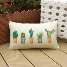 Housse de coussin nature imprimée cactus pour décoration intérieure moderne. 1