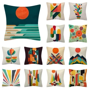 Housse de coussin modernes motifs géométriques artistiques abstrait et colorés Housse de coussin modernes motifs géométriques artistiques abstrait et colorés 1
