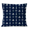 Housse de coussin marin motifs nautiques bord de mer blanc et bleu 4