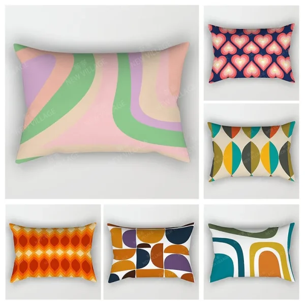Housse de coussin géométrique moderne forme ovale colorée Housse de coussin géométrique moderne forme ovale colorée 1