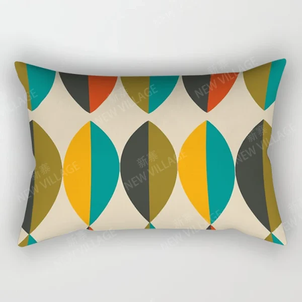 Housse de coussin géométrique moderne forme ovale colorée Housse de coussin géométrique moderne forme ovale colorée 2