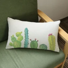 Housse de coussin nature imprimée cactus pour décoration intérieure moderne. Housse de coussin nature imprimée cactus pour décoration intérieure moderne. 5