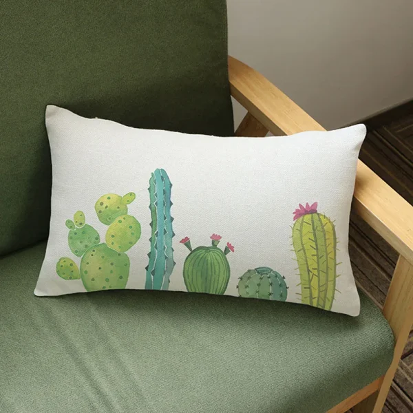 Housse de coussin nature imprimée cactus pour décoration intérieure moderne. Housse de coussin nature imprimée cactus pour décoration intérieure moderne. 5