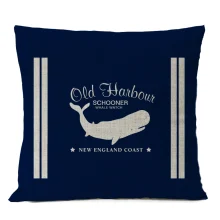 Housse de coussin marin motifs nautiques bord de mer blanc et bleu 3
