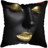 Housse de coussin moderne avec portrait féminin stylisé africain doré 5