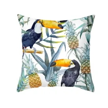 Housse de coussin nature toucan et motifs fruitiers 4