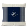 Housse de coussin marin motifs nautiques bord de mer blanc et bleu 17