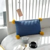 Knit Cushion Cover Solid Grey Blue Orange Pillow Case 35*50cm Pompom Ball Cushion Case Soft Sofa Bed Nursery Room Decorative 7