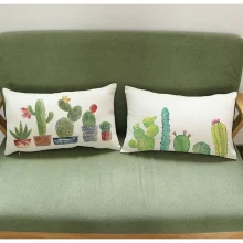 Housse de coussin nature imprimée cactus pour décoration intérieure moderne. 2