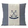 Housse de coussin marin motifs nautiques bord de mer blanc et bleu 21