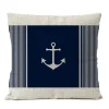 Housse de coussin marin motifs nautiques bord de mer blanc et bleu 20