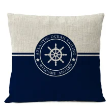 Housse de coussin marin motifs nautiques bord de mer blanc et bleu Housse de coussin marin motifs nautiques bord de mer blanc et bleu 27