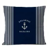 Housse de coussin marin motifs nautiques bord de mer blanc et bleu 25