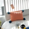 Knit Cushion Cover Solid Grey Blue Orange Pillow Case 35*50cm Pompom Ball Cushion Case Soft Sofa Bed Nursery Room Decorative 8