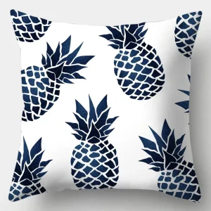 Housse de coussin Scandinave ananas marine bleu et blanc. 4