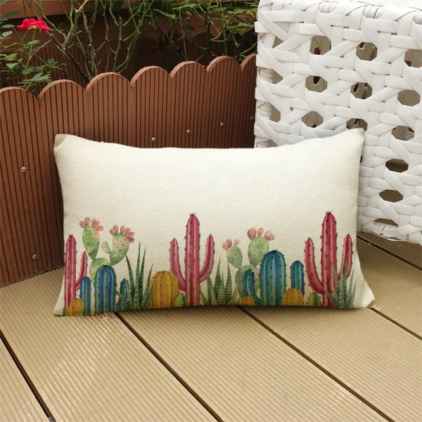 Housse de coussin nature imprimée cactus pour décoration intérieure moderne. Housse de coussin nature imprimée cactus pour décoration intérieure moderne. 4