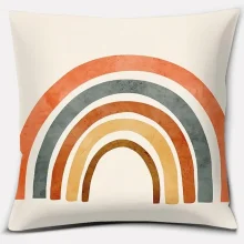 Housse de coussin moderne arc en ciel et végétaux sur forme abstraite Housse de coussin moderne arc en ciel et végétaux sur forme abstraite 12