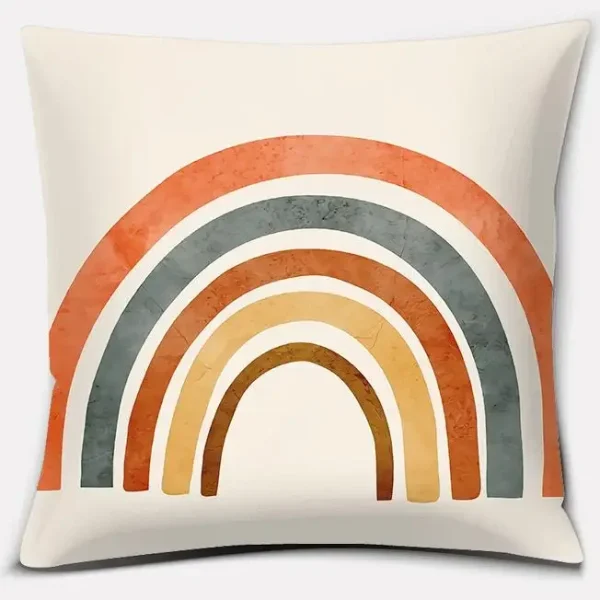 Housse de coussin moderne arc en ciel et végétaux sur forme abstraite 12