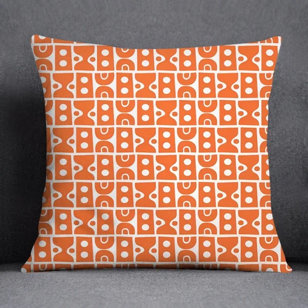 Housse de coussin Scandinave tons corail avec des motifs géométriques Housse de coussin Scandinave tons corail avec des motifs géométriques 3