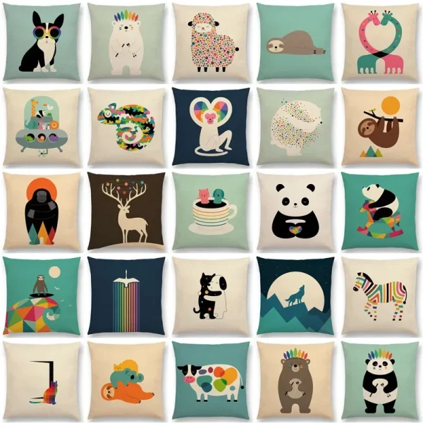 Housse de coussin animaux stylisés zèbre design et autre mammifère Housse de coussin animaux stylisés zèbre design et autre mammifère 1