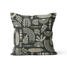 Housse de coussin scandinave graphiques noirs et beiges plante et mosaïque Housse de coussin scandinave graphiques noirs et beiges plante et mosaïque 7