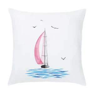 Housse de coussin marin phare mouettes montgolfières et voile 10