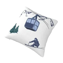 Housse de coussin nature skieur et télécabine dans les montagnes Housse de coussin nature skieur et télécabine dans les montagnes 4