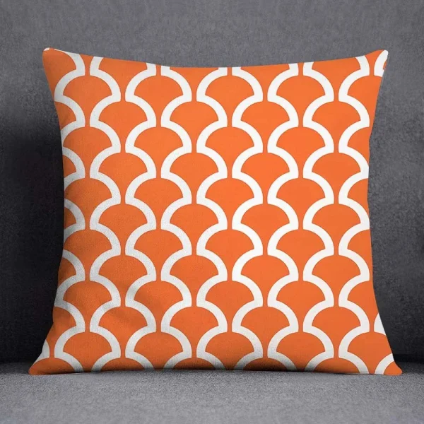 Housse de coussin Scandinave tons corail avec des motifs géométriques Housse de coussin Scandinave tons corail avec des motifs géométriques 4