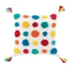 Housse de coussin broderie pompons et texture arc en ciel 2