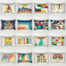 Housse de coussin moderne designs colorés abstraits fleurs et motifs géométriques Housse de coussin moderne designs colorés abstraits fleurs et motifs géométriques 1