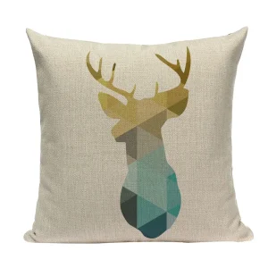 Housse de coussin scandinave motifs animaux géométriques élégants bleus. Housse de coussin scandinave motifs animaux géométriques élégants bleus. 1