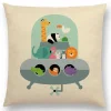 Housse de coussin animaux stylisés zèbre design et autre mammifère 24