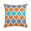 Housse de coussin jardin et terrasse imperméable mosaïque bleu et orange 15