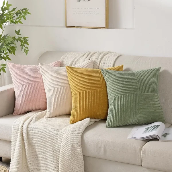 Housses de coussin en velours côtelé x 2 2