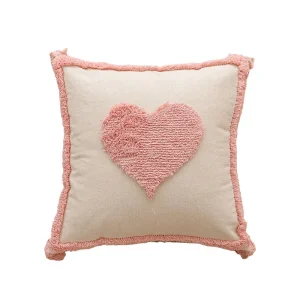 Housse de coussin broderie géométrique cœur rose de romance pour un doux confort 1