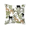 Housse de coussin nature animaux de la savane palmiers et feuillage exotique 4