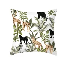 Housse de coussin nature animaux de la savane palmiers et feuillage exotique Housse de coussin nature animaux de la savane palmiers et feuillage exotique 4