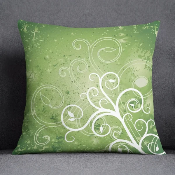 Housse de coussin nature tropicale feuilles verte et fond blanc noir vert Housse de coussin nature tropicale feuilles verte et fond couleur 2